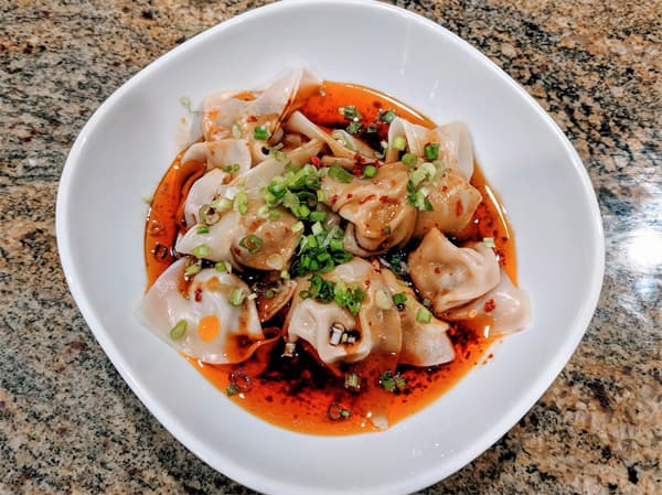 Spicy Wontons in Chili Oil